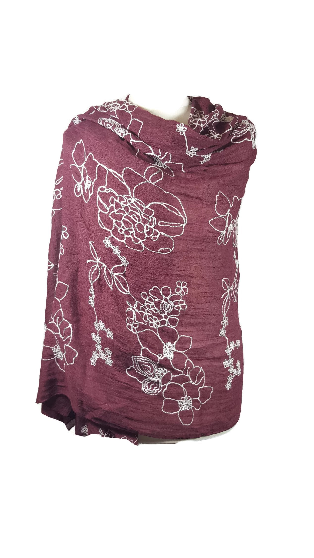 NEW Ladies Embroidered Floral Scarf Maxi Wrap Shawl Hijab Pashmina Style Large Warm and Soft