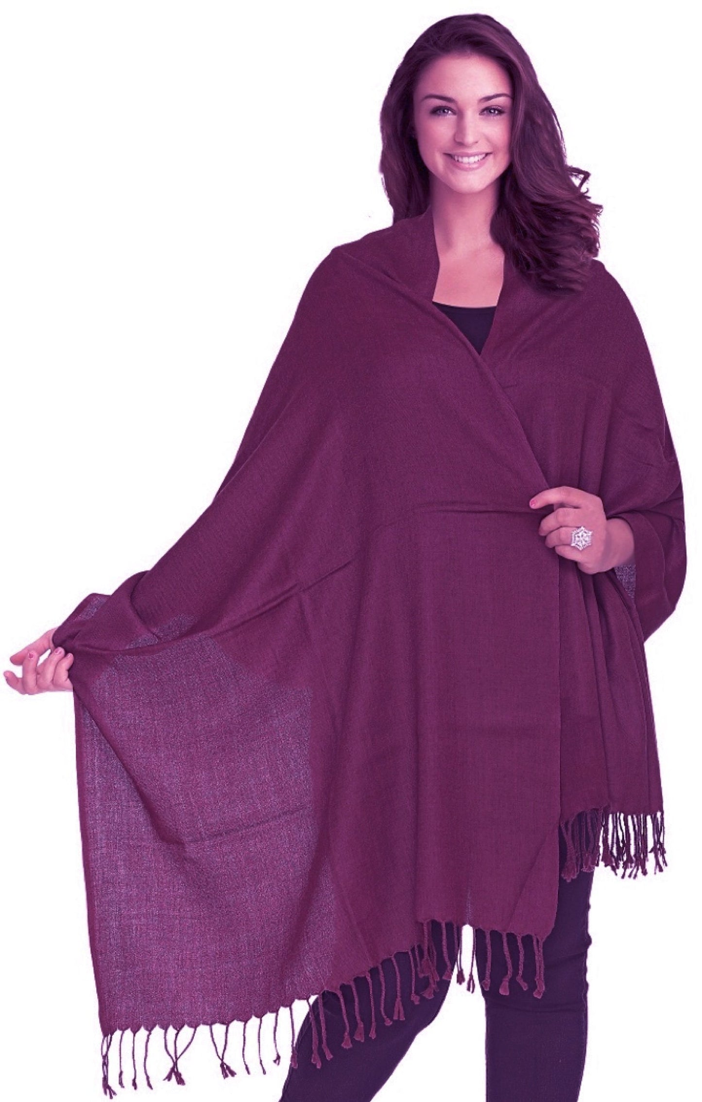 World of Shawls Luxurious Kashmiri 100% Fine Wool Pashmina Shawl Wrap Scarf - 30 Colours Available