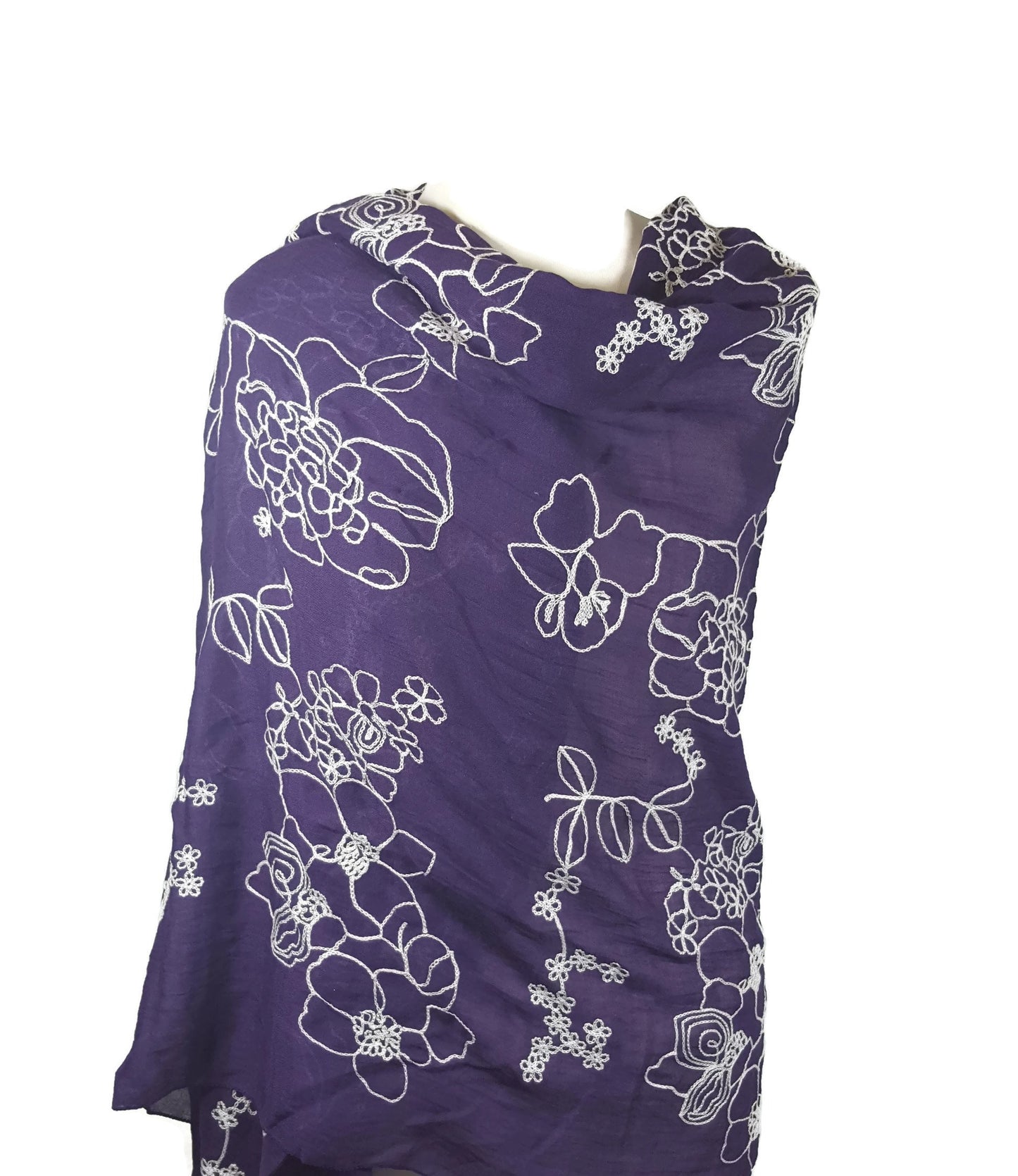 NEW Ladies Embroidered Floral Scarf Maxi Wrap Shawl Hijab Pashmina Style Large Warm and Soft