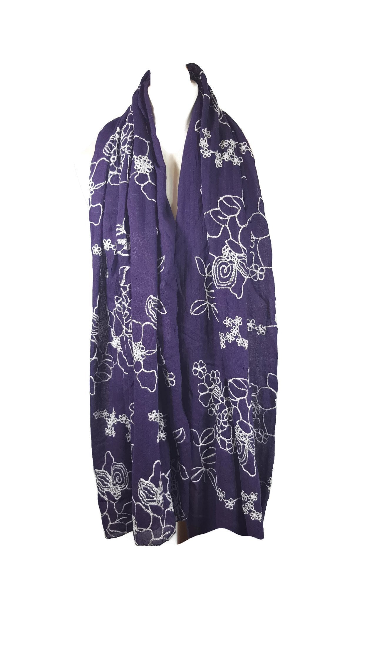 NEW Ladies Embroidered Floral Scarf Maxi Wrap Shawl Hijab Pashmina Style Large Warm and Soft