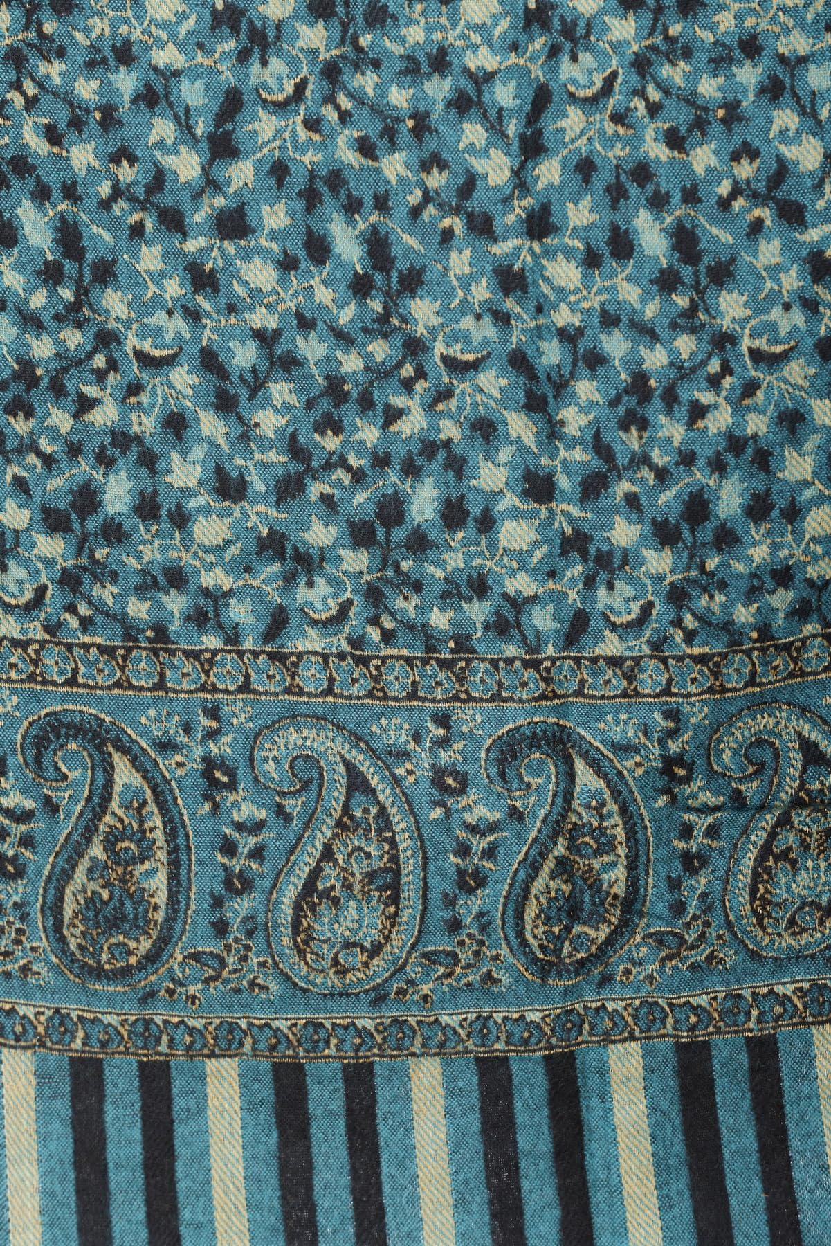 Reversible Paisley Design Shawl Big Size Yak Wool Blend Scarf, Wrap, and Blanket