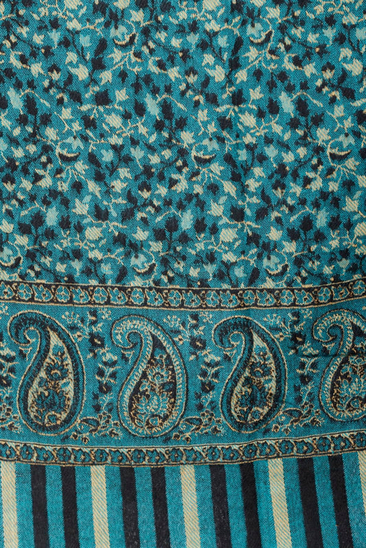 Reversible Paisley Design Shawl Big Size Yak Wool Blend Scarf, Wrap, and Blanket