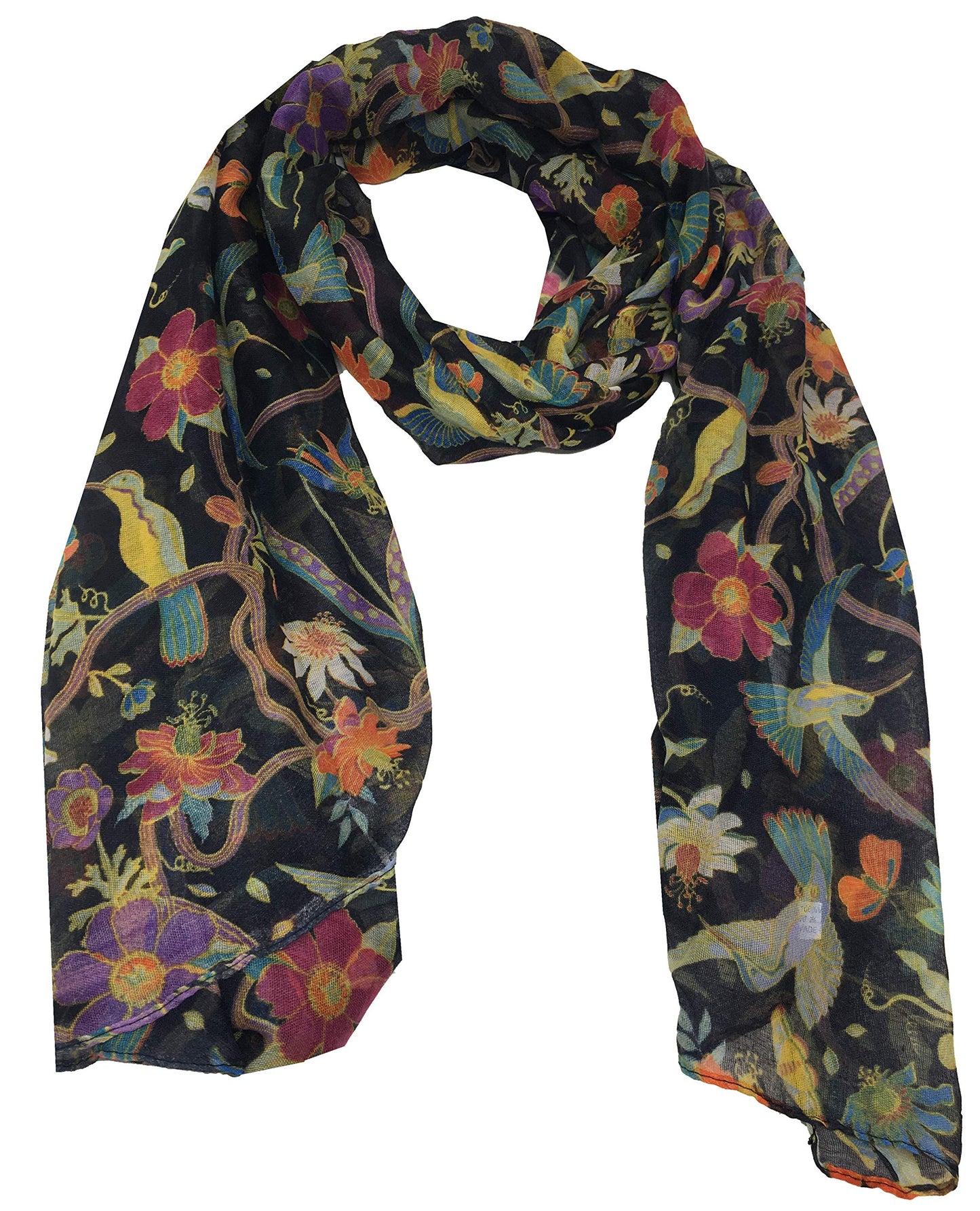 World of Shawls Women’s Lightweight Fashion Scarf – Soft Winter Wrap for Ladies, Long Shawl Scarf for Gifting, Bird & Floral Print Designs