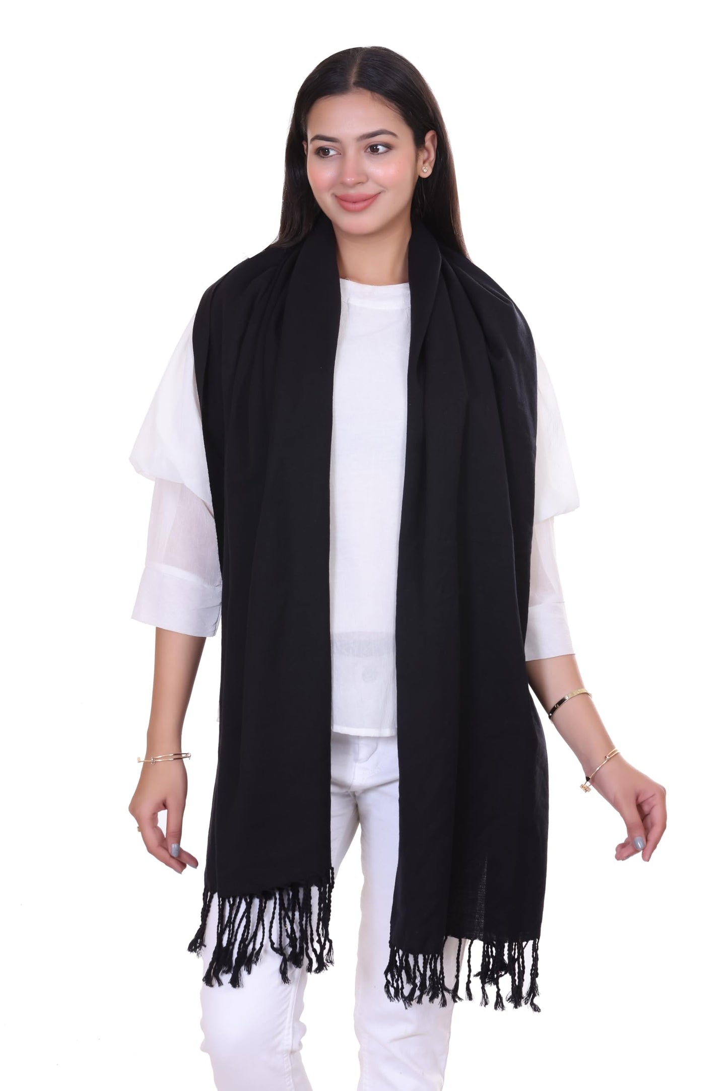 World of Shawls Premium Soft Acrylic Shawl for Women – Large 80x200cm Winter Wrap, Warm Pashmina Style Scarf with Tassels – Lightweight, Cozy, Versatile Hijab, Travel Wrap, Evening & Casual Wear