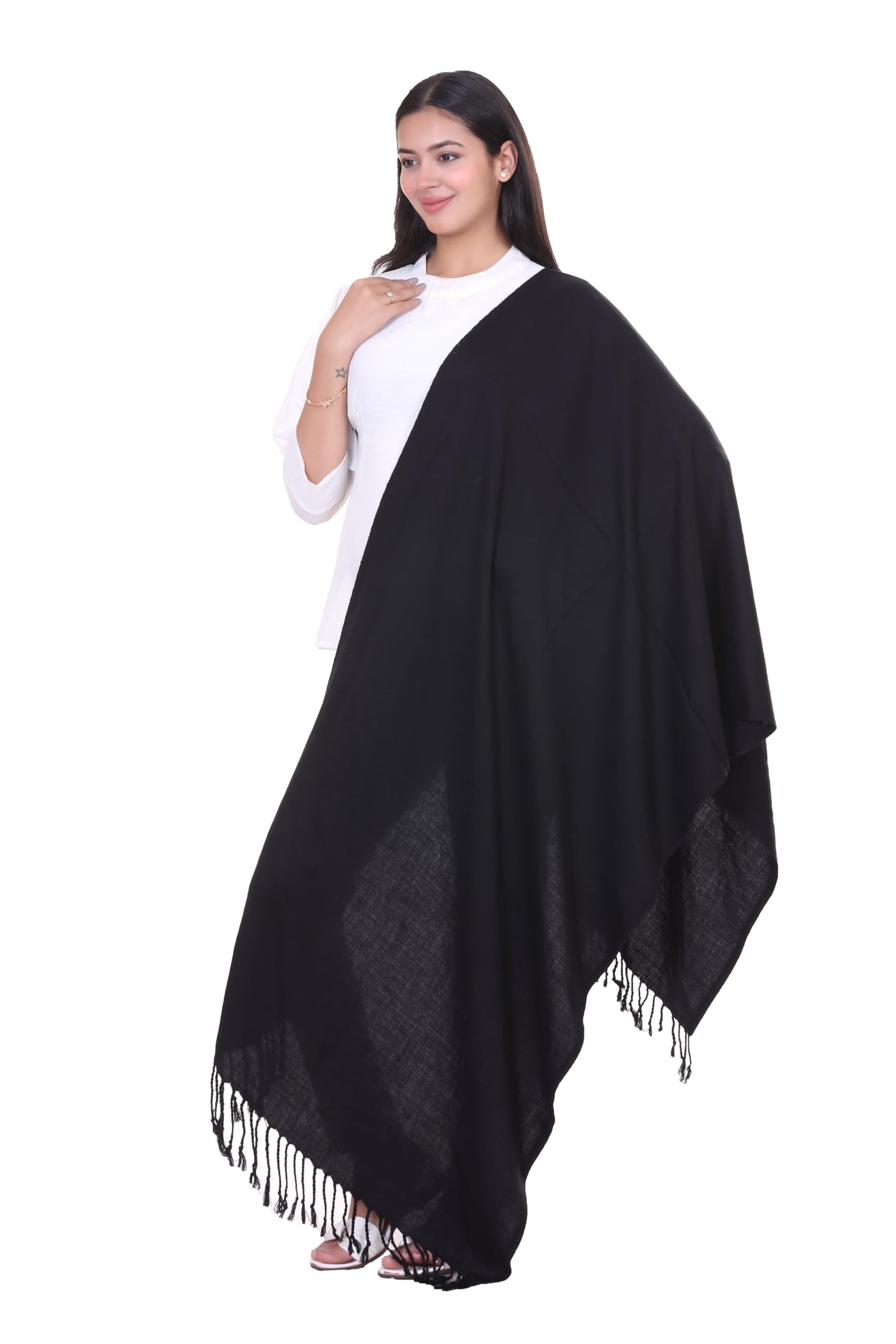 World of Shawls Premium Soft Acrylic Shawl for Women – Large 80x200cm Winter Wrap, Warm Pashmina Style Scarf with Tassels – Lightweight, Cozy, Versatile Hijab, Travel Wrap, Evening & Casual Wear