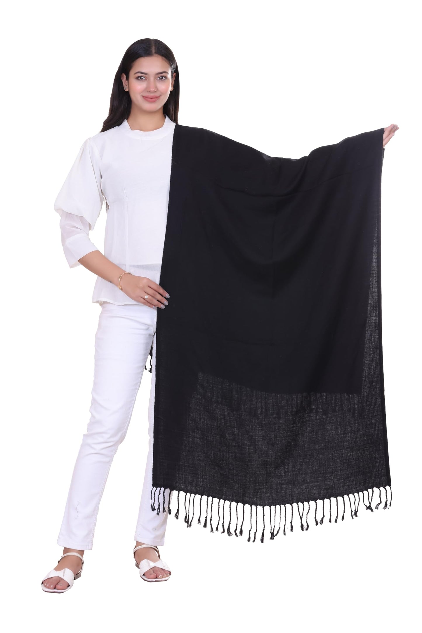 World of Shawls Premium Soft Acrylic Shawl for Women – Large 80x200cm Winter Wrap, Warm Pashmina Style Scarf with Tassels – Lightweight, Cozy, Versatile Hijab, Travel Wrap, Evening & Casual Wear