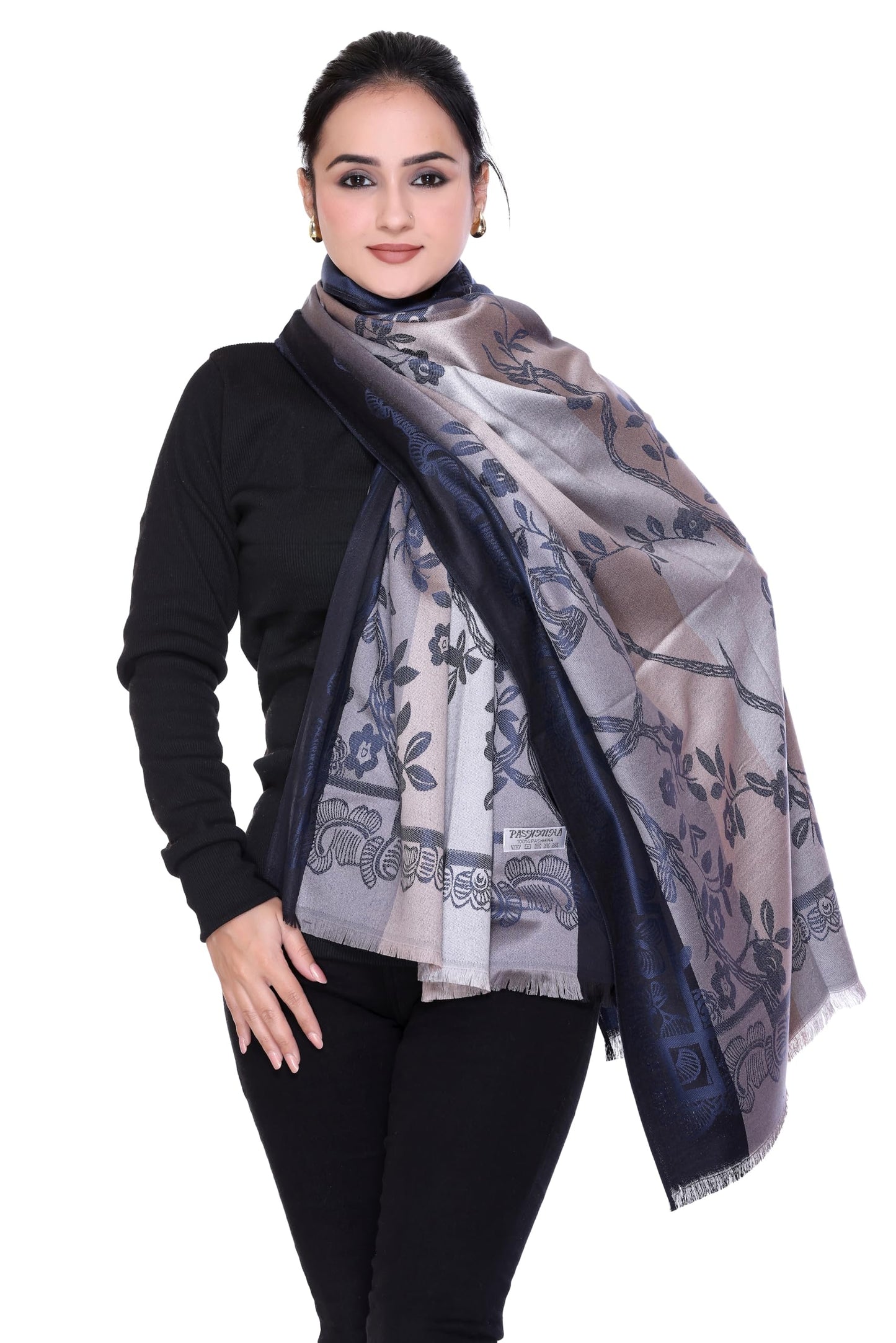 Women's Floral Print Scarf Shawl, 180 cm x 70 cm