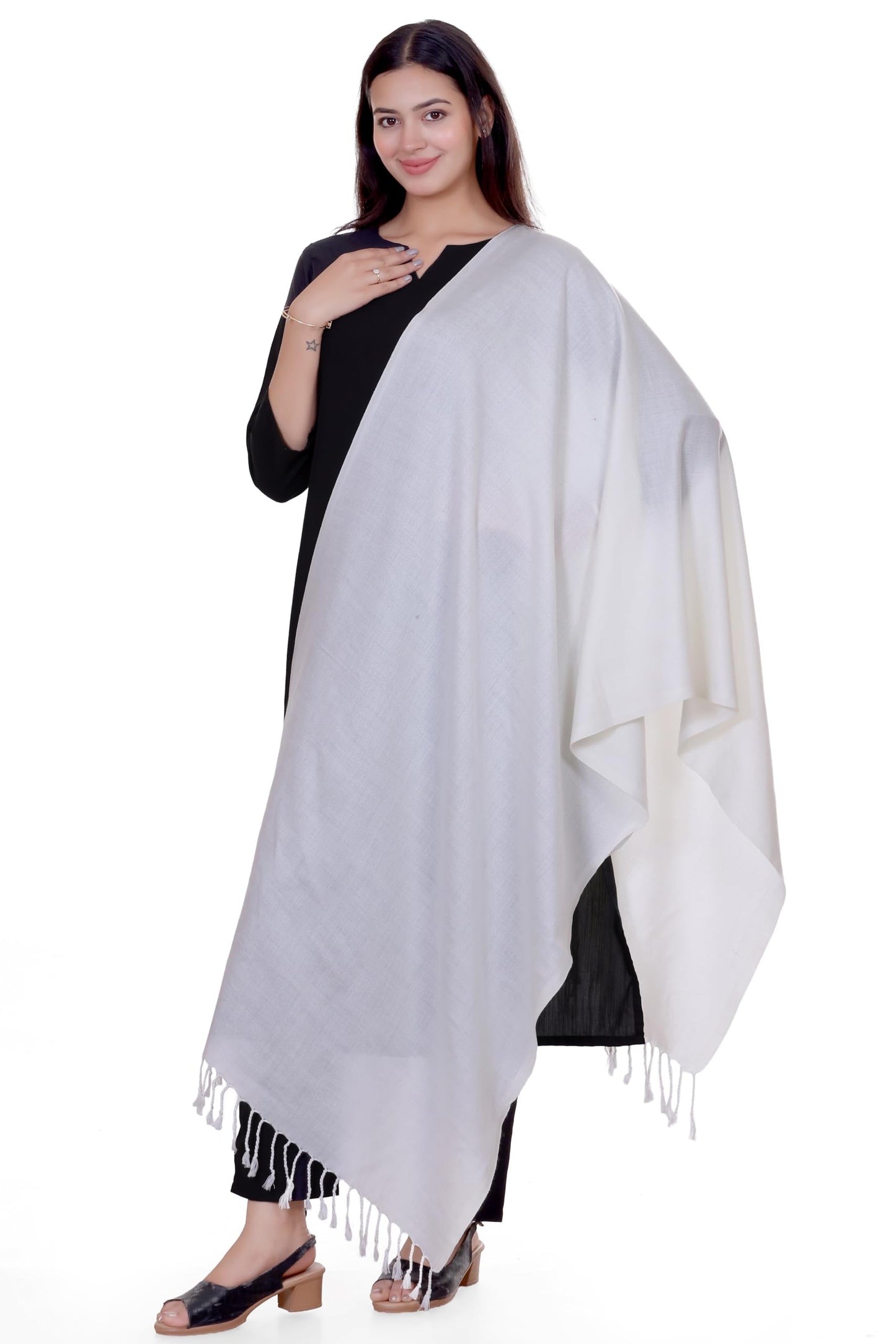 World of Shawls Premium Soft Acrylic Shawl for Women – Large 80x200cm Winter Wrap, Warm Pashmina Style Scarf with Tassels – Lightweight, Cozy, Versatile Hijab, Travel Wrap, Evening & Casual Wear