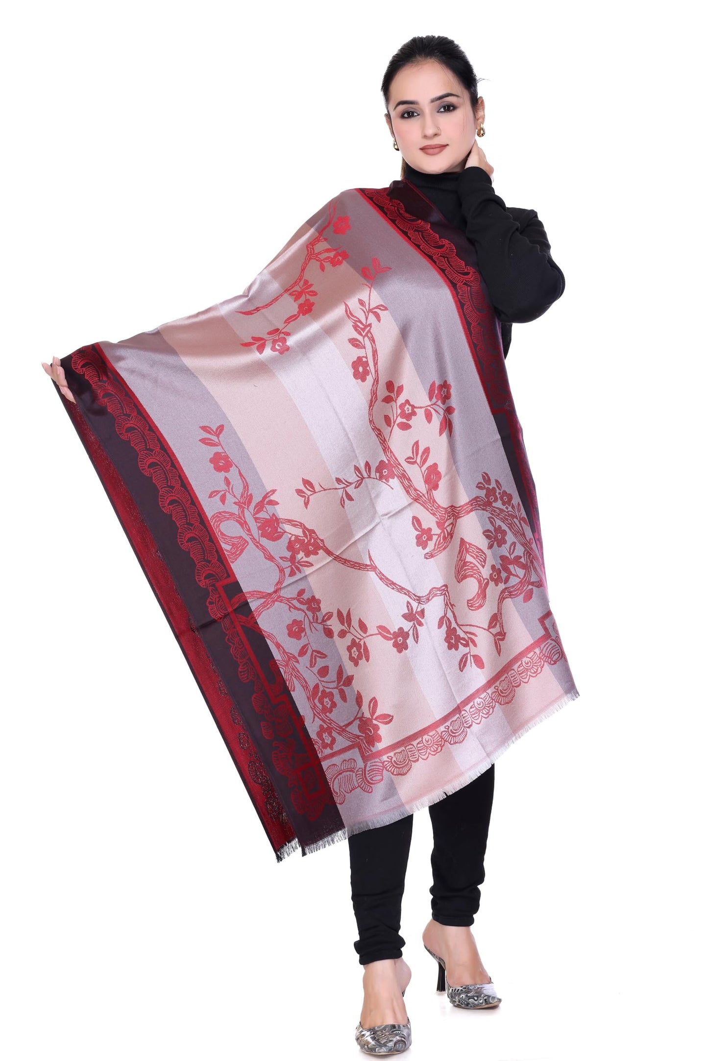 Women's Floral Print Scarf Shawl, 180 cm x 70 cm