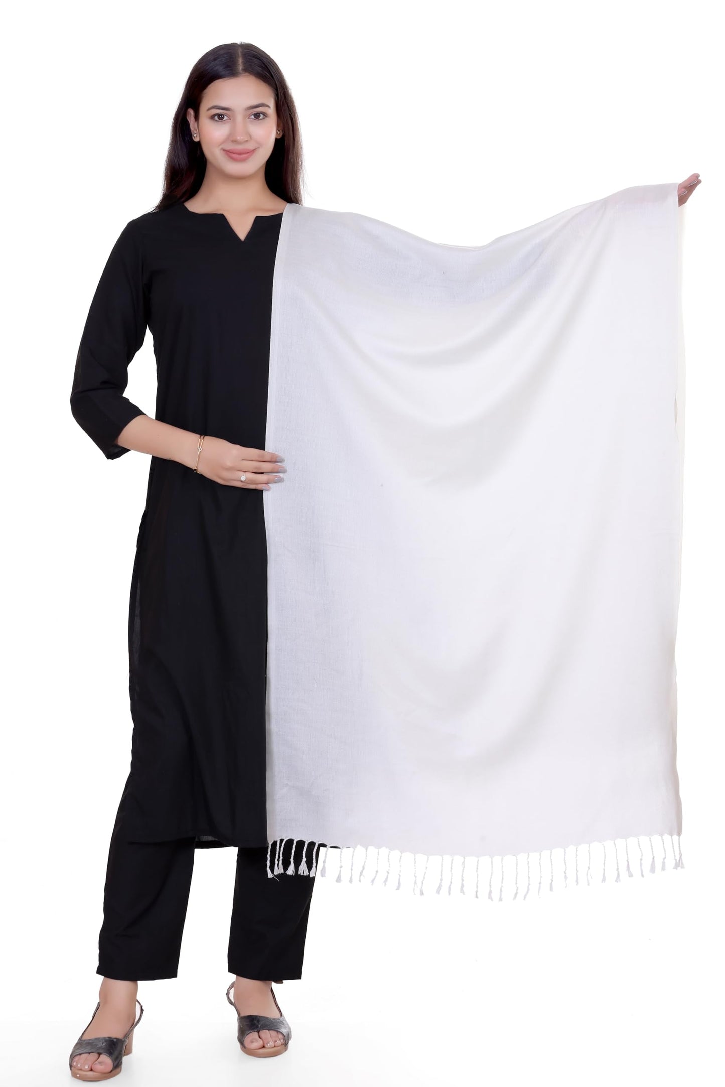 World of Shawls Premium Soft Acrylic Shawl for Women – Large 80x200cm Winter Wrap, Warm Pashmina Style Scarf with Tassels – Lightweight, Cozy, Versatile Hijab, Travel Wrap, Evening & Casual Wear