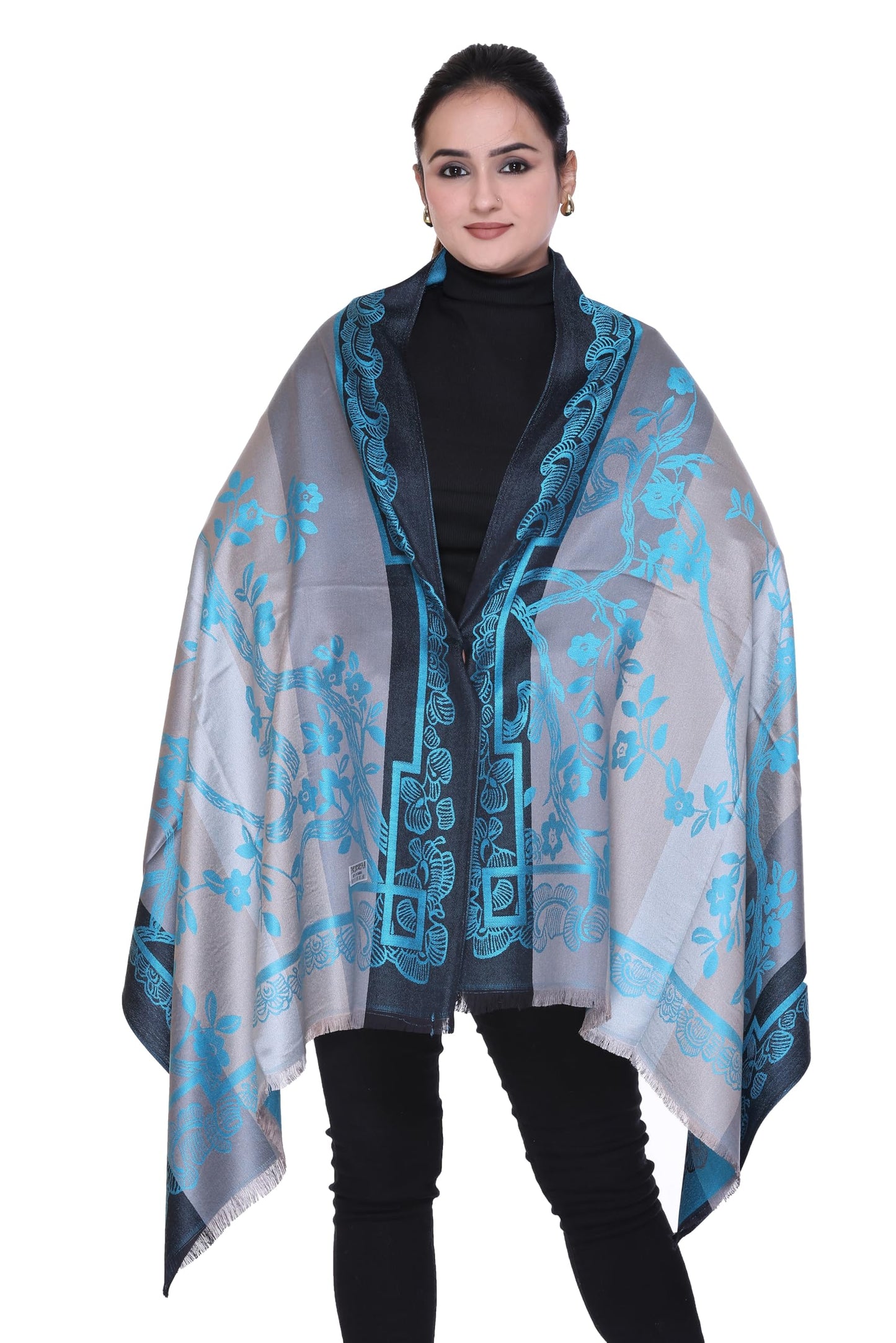 Women's Floral Print Scarf Shawl, 180 cm x 70 cm