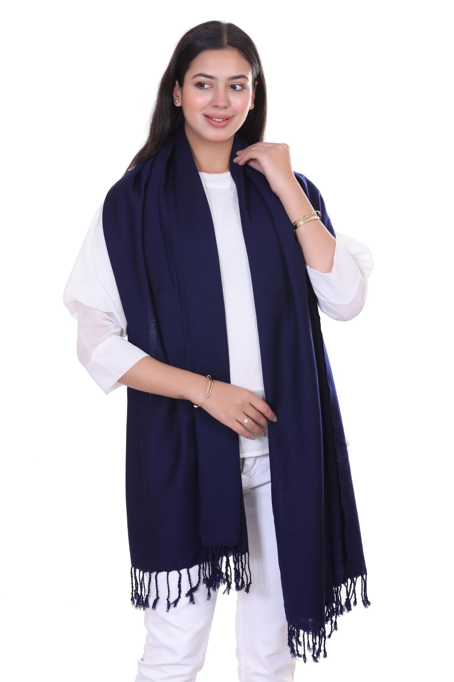 World of Shawls Premium Soft Acrylic Shawl for Women – Large 80x200cm Winter Wrap, Warm Pashmina Style Scarf with Tassels – Lightweight, Cozy, Versatile Hijab, Travel Wrap, Evening & Casual Wear