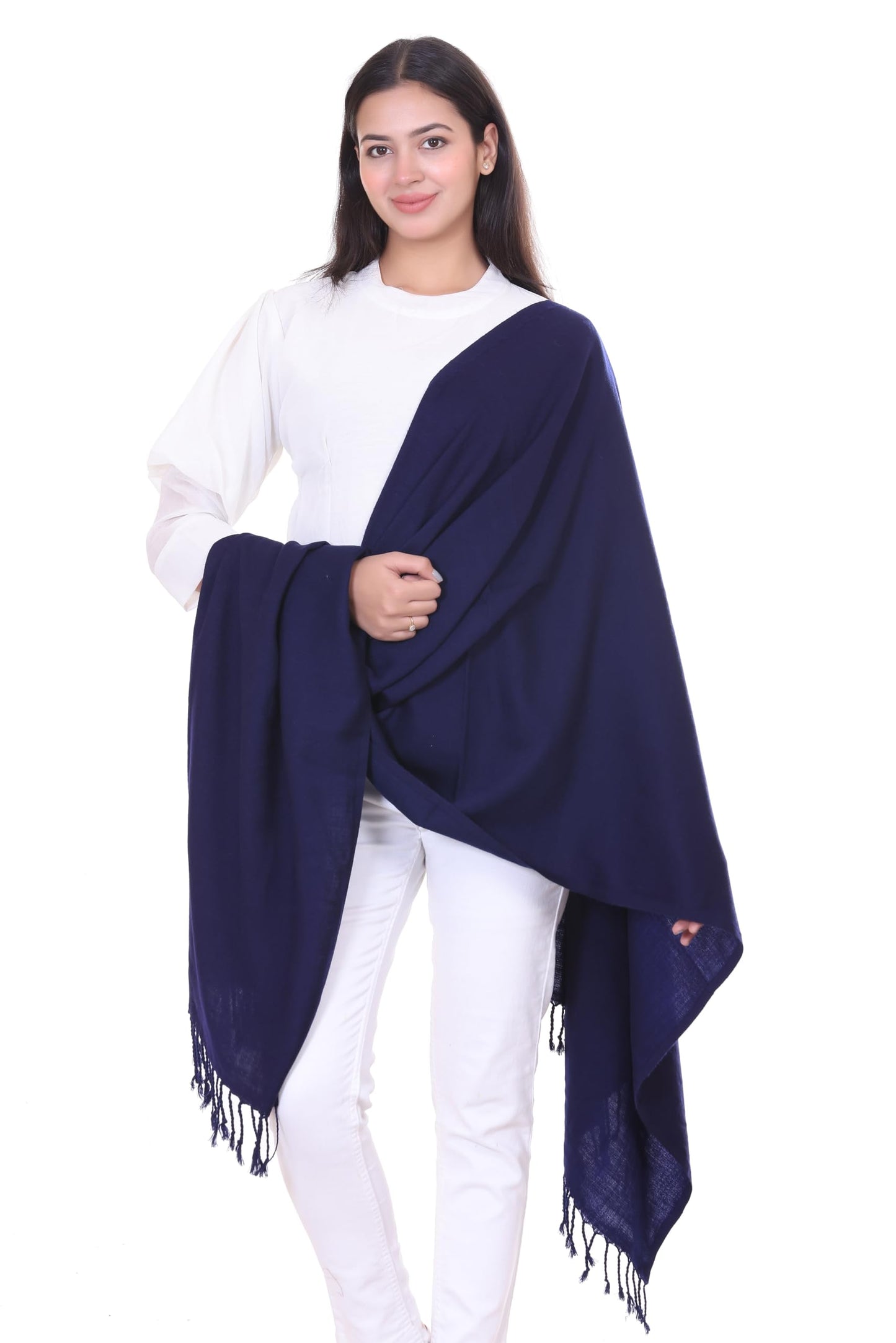 World of Shawls Premium Soft Acrylic Shawl for Women – Large 80x200cm Winter Wrap, Warm Pashmina Style Scarf with Tassels – Lightweight, Cozy, Versatile Hijab, Travel Wrap, Evening & Casual Wear