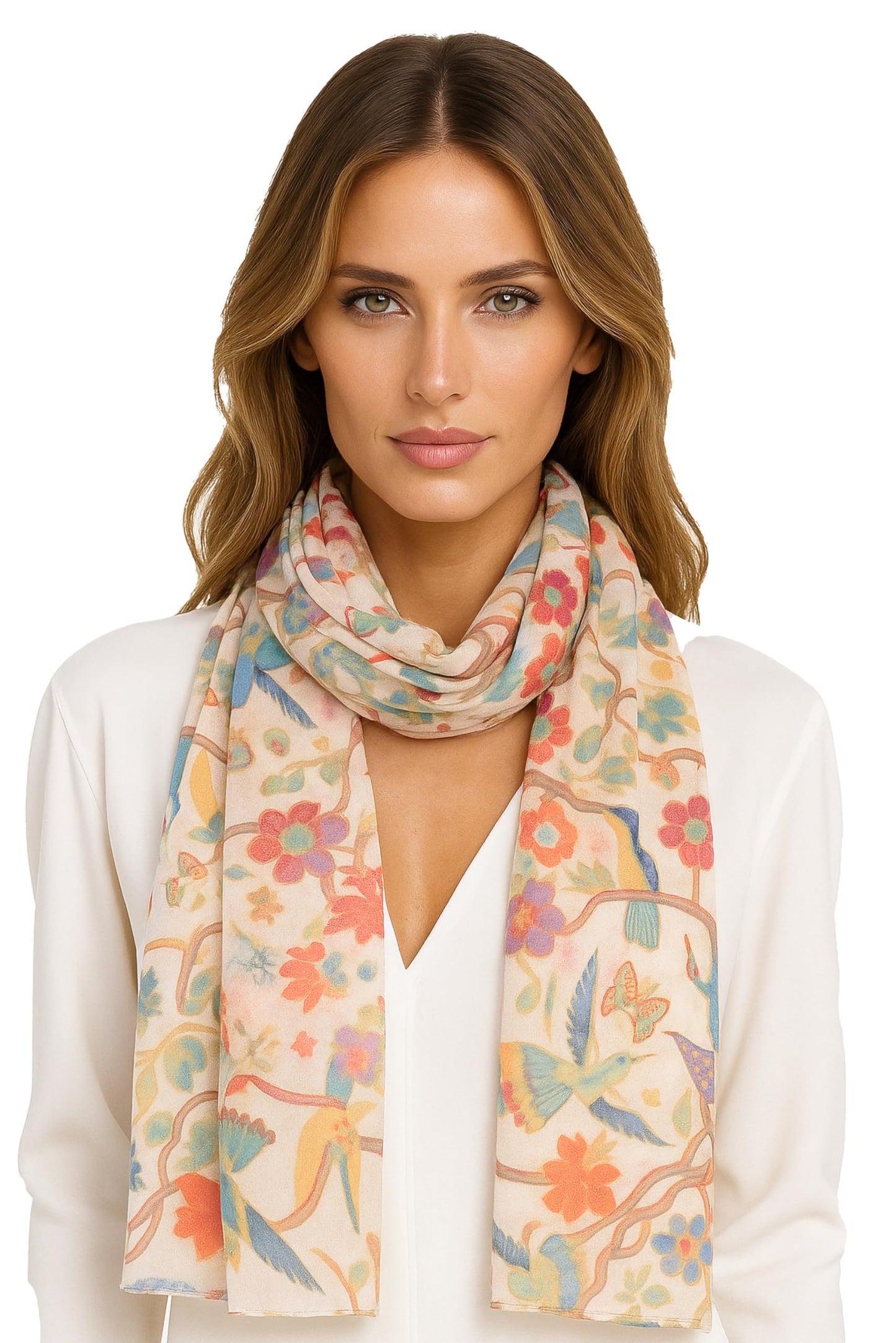 World of Shawls Women’s Lightweight Fashion Scarf – Soft Winter Wrap for Ladies, Long Shawl Scarf for Gifting, Bird & Floral Print Designs