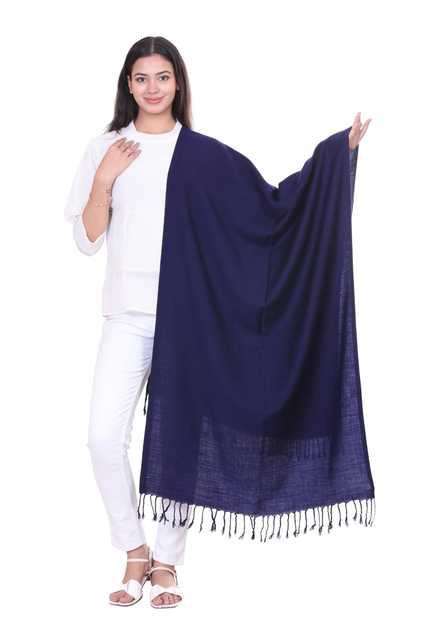 World of Shawls Premium Soft Acrylic Shawl for Women – Large 80x200cm Winter Wrap, Warm Pashmina Style Scarf with Tassels – Lightweight, Cozy, Versatile Hijab, Travel Wrap, Evening & Casual Wear