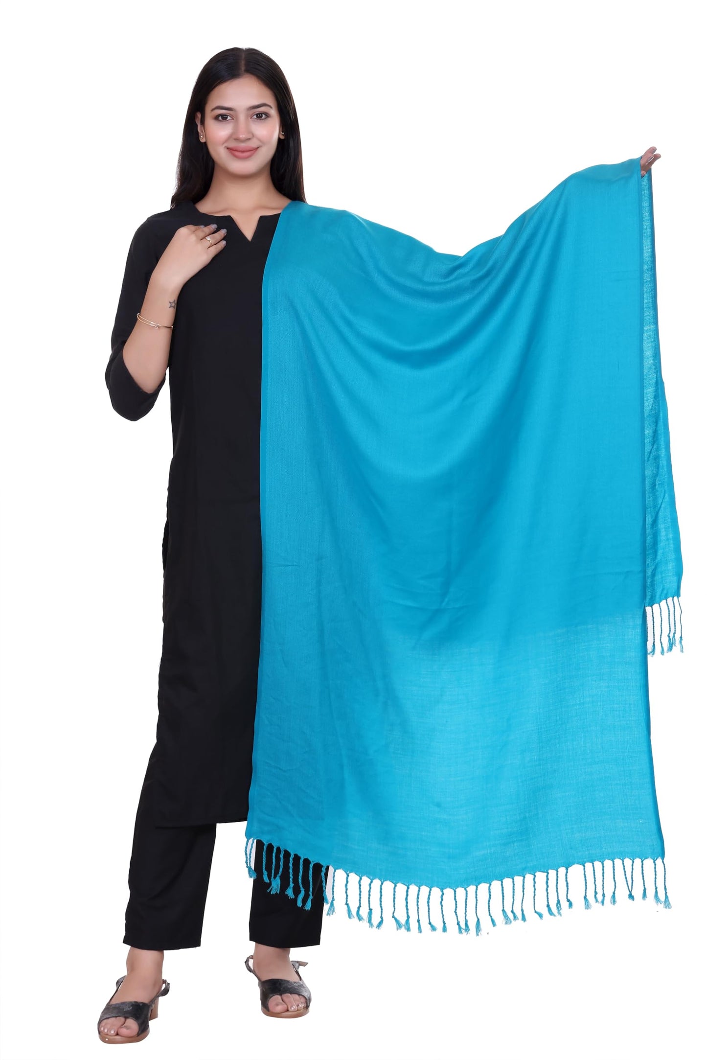 World of Shawls Premium Soft Acrylic Shawl for Women – Large 80x200cm Winter Wrap, Warm Pashmina Style Scarf with Tassels – Lightweight, Cozy, Versatile Hijab, Travel Wrap, Evening & Casual Wear
