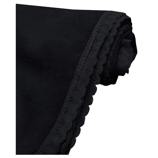 World of Shawls New Ladies Womens Plain with Delicate Lace Crochet Border Scarf Scarves Maxi Wrap