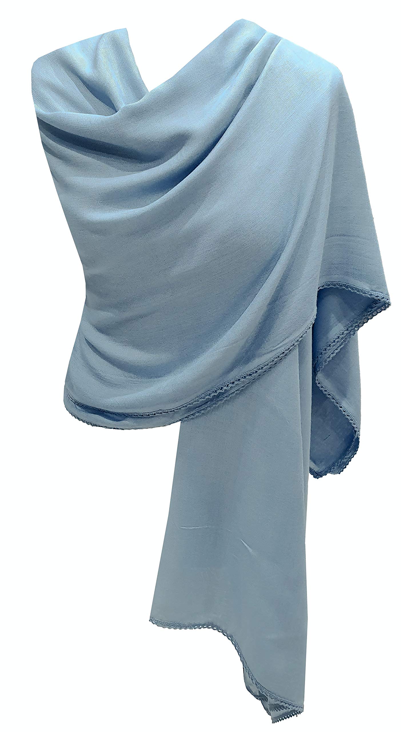 World of Shawls New Ladies Womens Plain with Delicate Lace Crochet Border Scarf Scarves Maxi Wrap