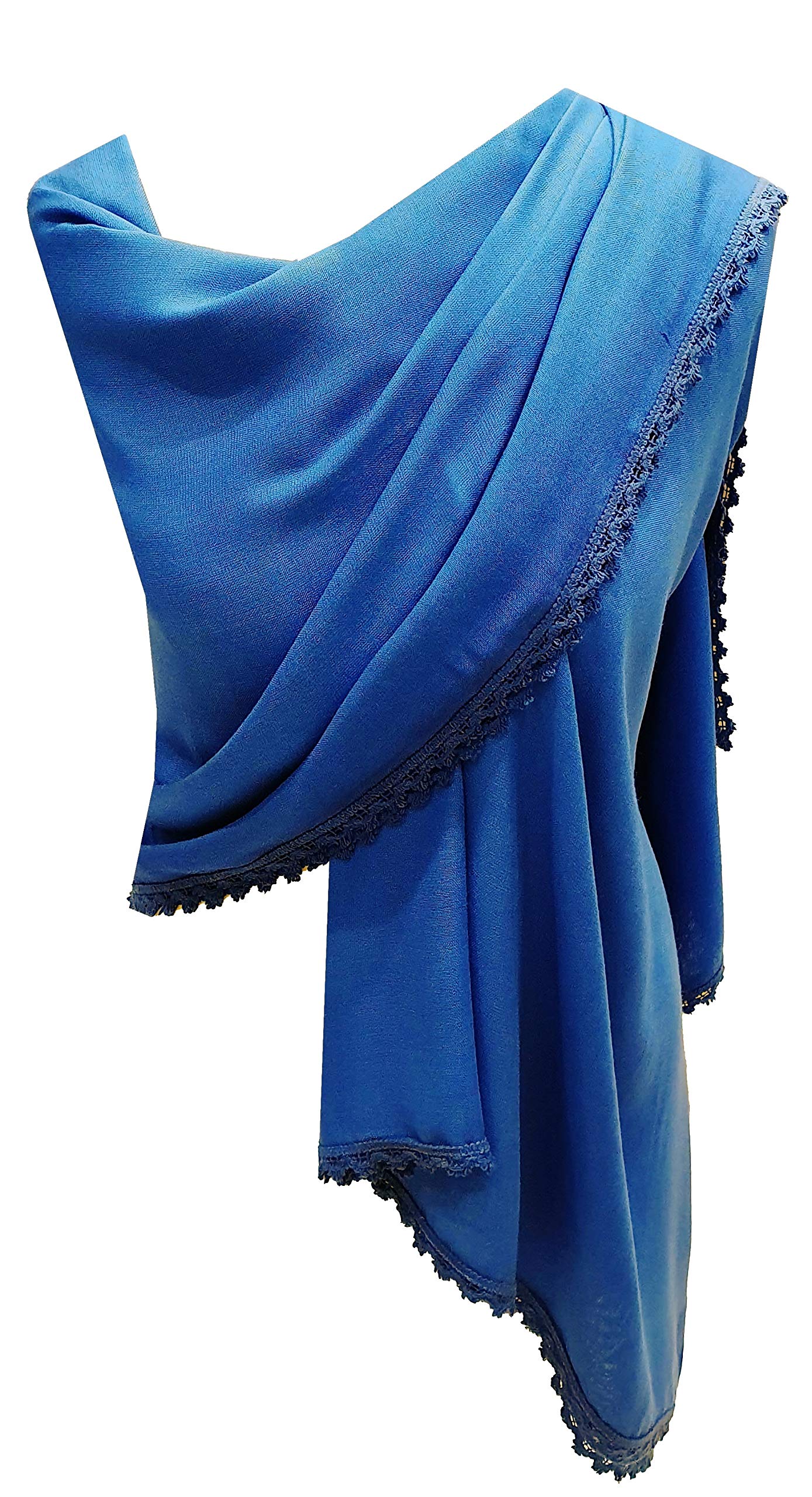 World of Shawls New Ladies Womens Plain with Delicate Lace Crochet Border Scarf Scarves Maxi Wrap