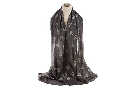 World of Shawls Ladies New Heart Print Scarves Scarf Wrap Sarong Shawl