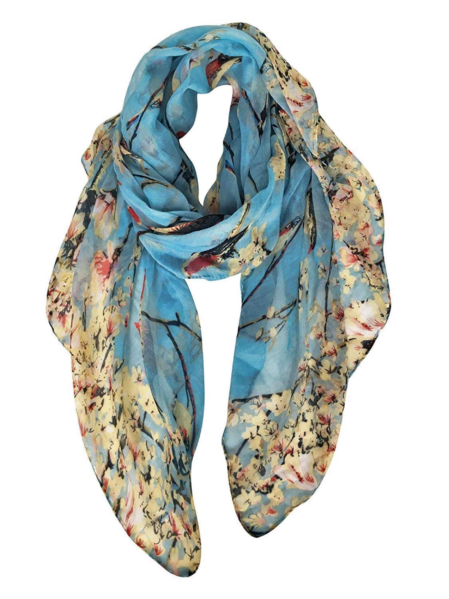 World of Shawls Women’s Lightweight Fashion Scarf – Soft Winter Wrap for Ladies, Long Shawl Scarf for Gifting, Bird & Floral Print Designs