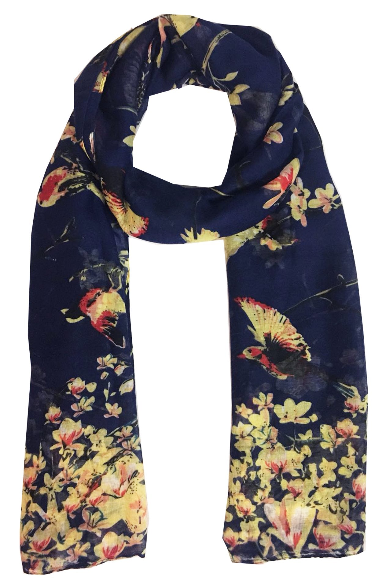 World of Shawls Women’s Lightweight Fashion Scarf – Soft Winter Wrap for Ladies, Long Shawl Scarf for Gifting, Bird & Floral Print Designs