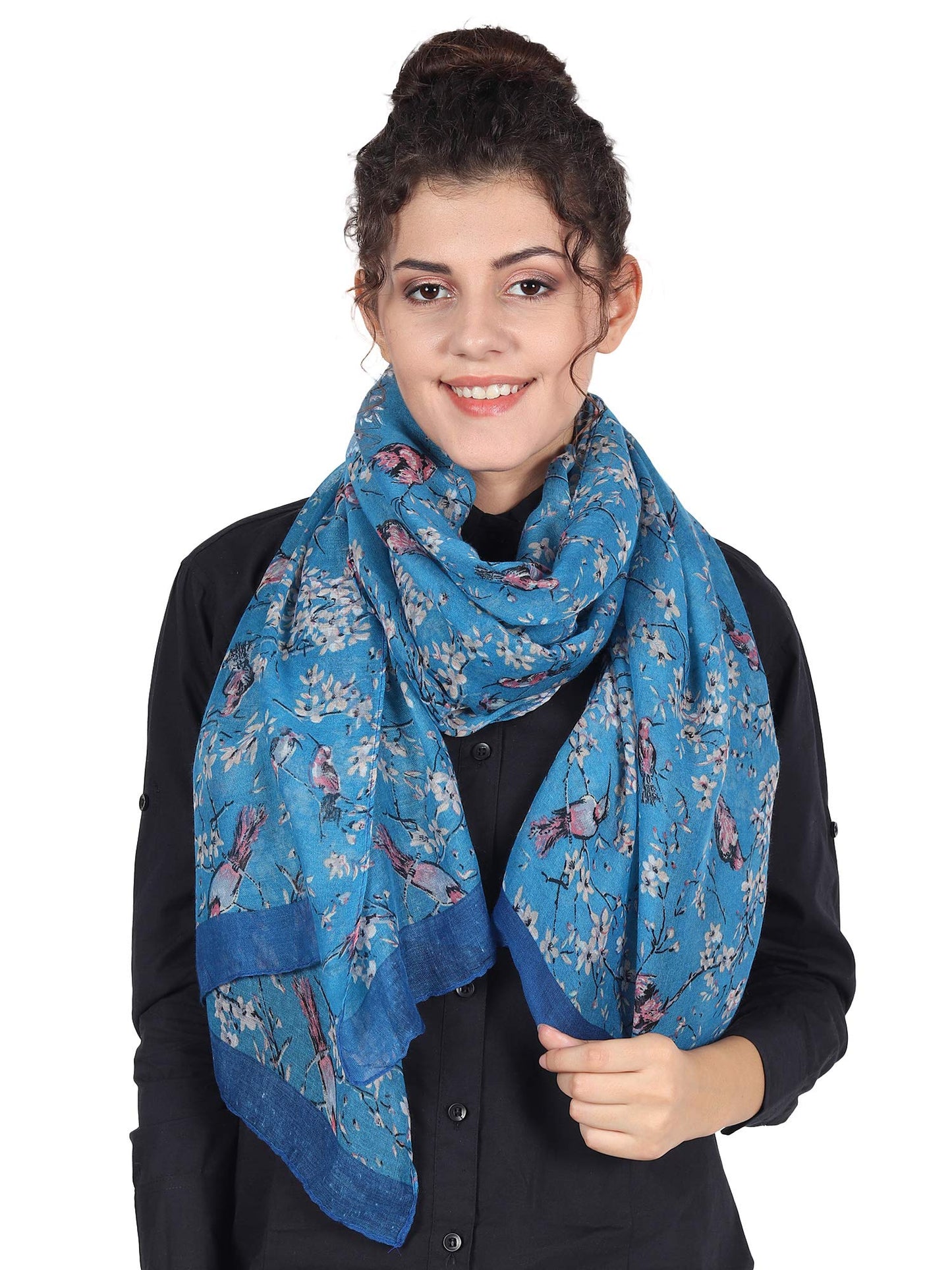 World of Shawls Women’s Lightweight Fashion Scarf – Soft Winter Wrap for Ladies, Long Shawl Scarf for Gifting, Bird & Floral Print Designs