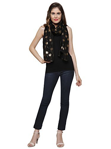 World of Shawls LADIES SCARF WITH GLITTER DANDELIONS DANDELION SCARF WRAP