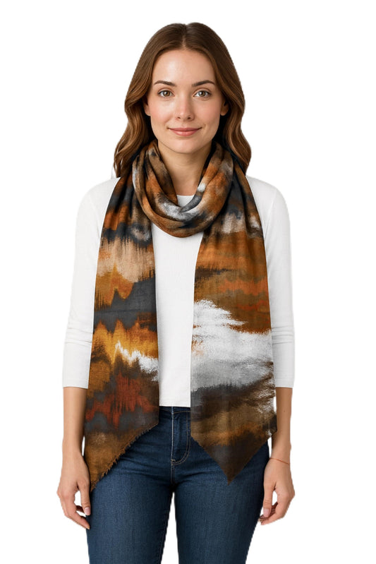World of Shawls Women’s Artistic Watercolor Scarf – Soft Lightweight Wrap Shawl – Fashion Accessory for All Seasons