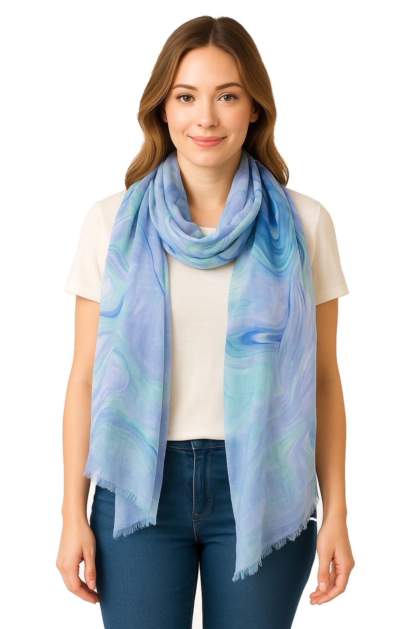 World of Shawls Women’s Artistic Watercolor Scarf – Soft Lightweight Wrap Shawl – Fashion Accessory for All Seasons