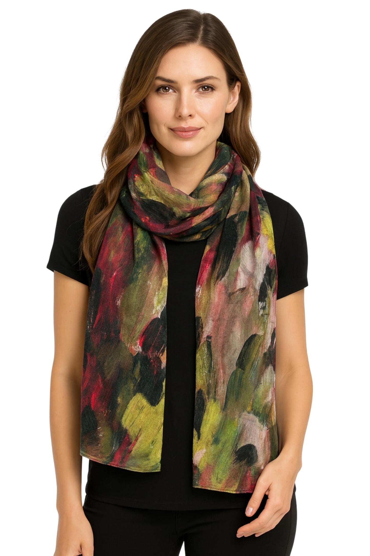 World of Shawls Women’s Artistic Watercolor Scarf – Soft Lightweight Wrap Shawl – Fashion Accessory for All Seasons