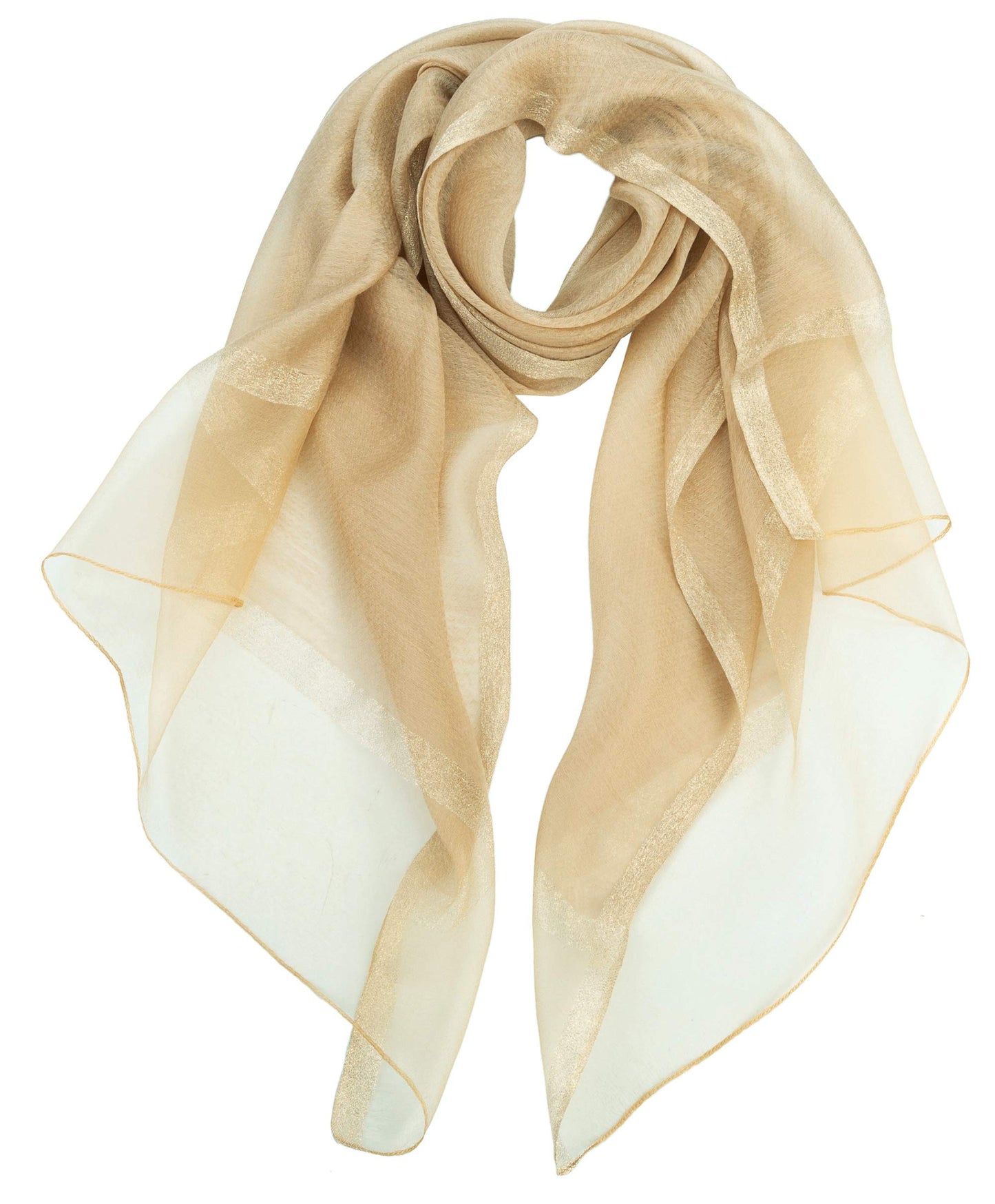 World of Shawls Sheer Double Texture and Two Tone with Gold Shimmer Border Scarf Wrap Stole Occasion Party Prom Wedding Event