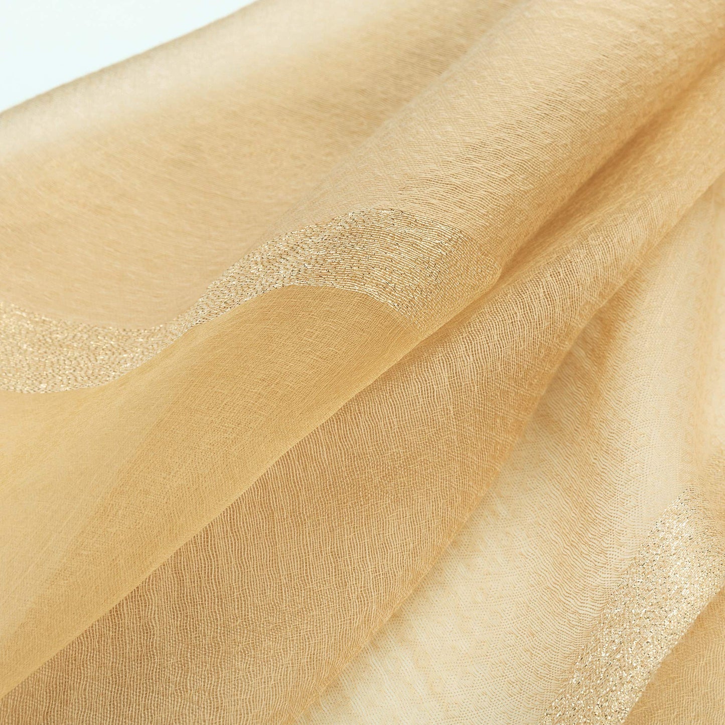 World of Shawls Sheer Double Texture and Two Tone with Gold Shimmer Border Scarf Wrap Stole Occasion Party Prom Wedding Event