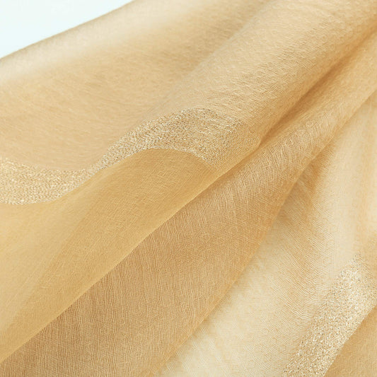 World of Shawls Sheer Double Texture and Two Tone with Gold Shimmer Border Scarf Wrap Stole Occasion Party Prom Wedding Event