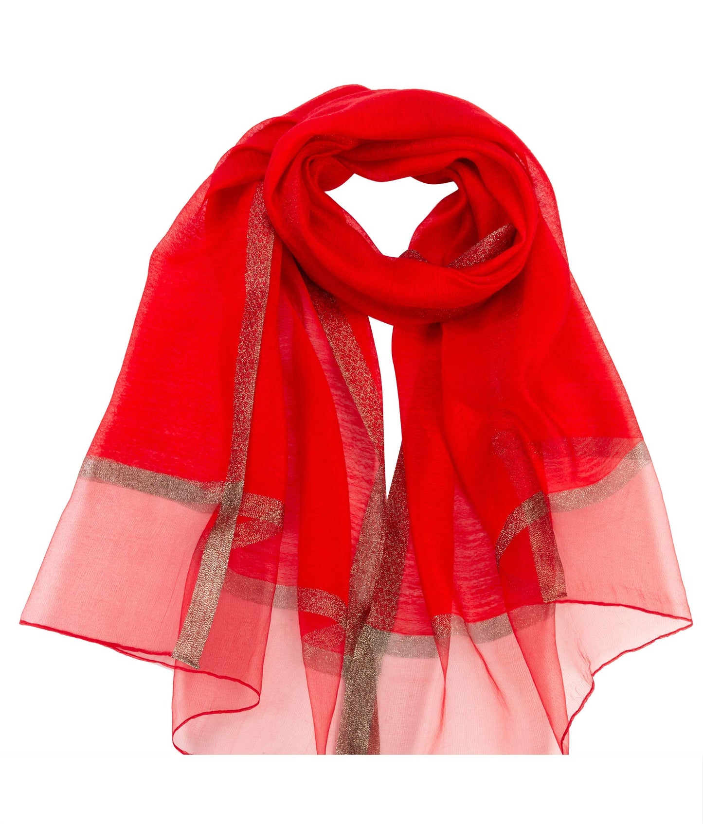 World of Shawls Sheer Double Texture and Two Tone with Gold Shimmer Border Scarf Wrap Stole Occasion Party Prom Wedding Event