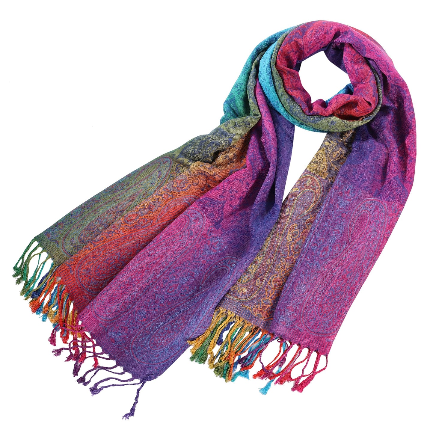Rainbow Multicolour Pashmina Jacquard Women Ladies Scarf Shawls Wrap