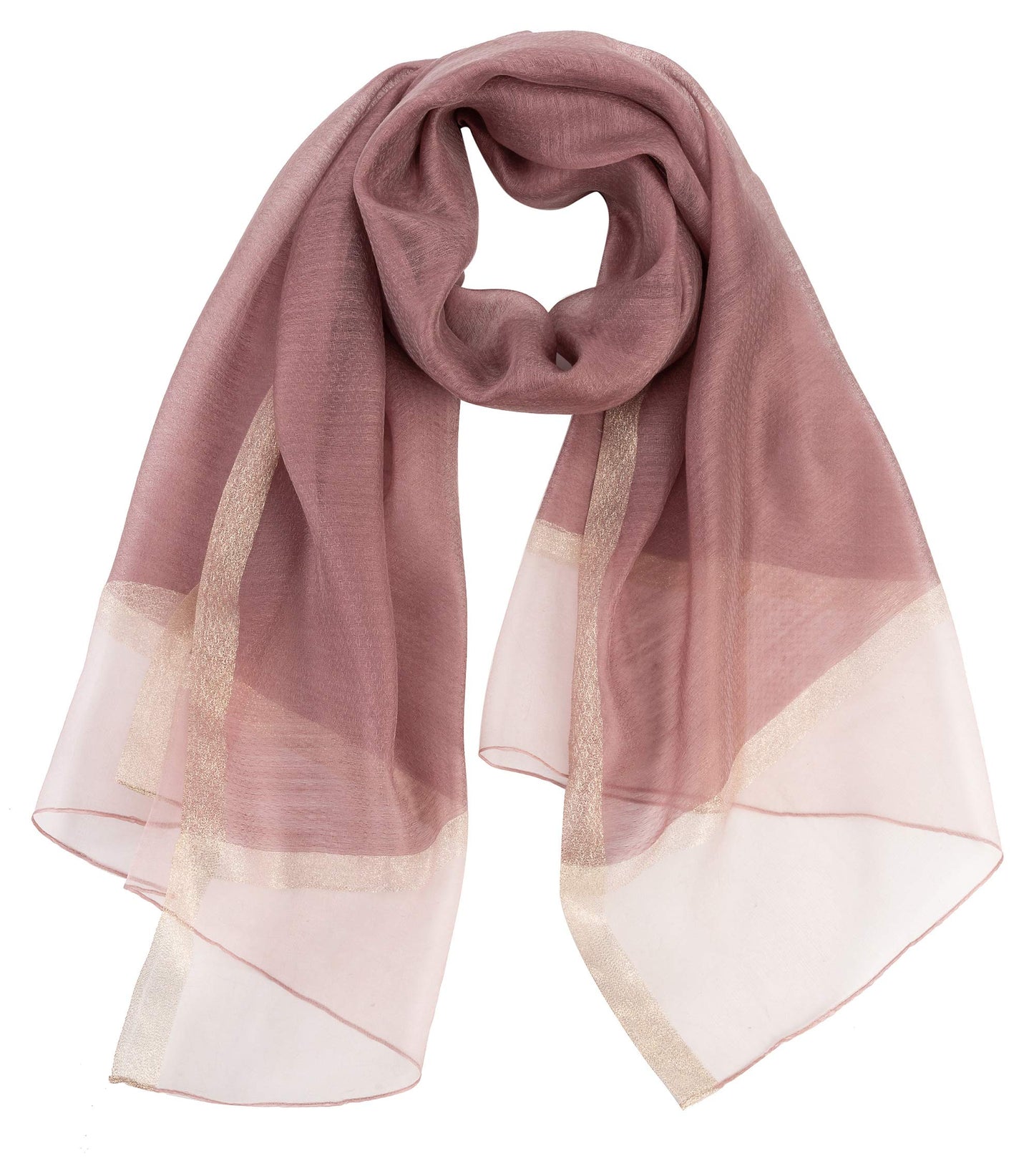 World of Shawls Sheer Double Texture and Two Tone with Gold Shimmer Border Scarf Wrap Stole Occasion Party Prom Wedding Event
