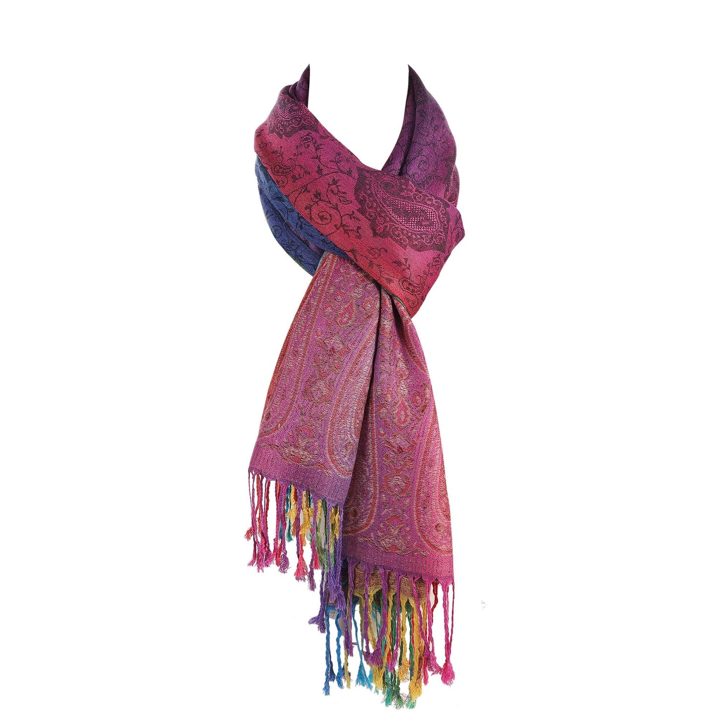 Rainbow Multicolour Pashmina Jacquard Women Ladies Scarf Shawls Wrap