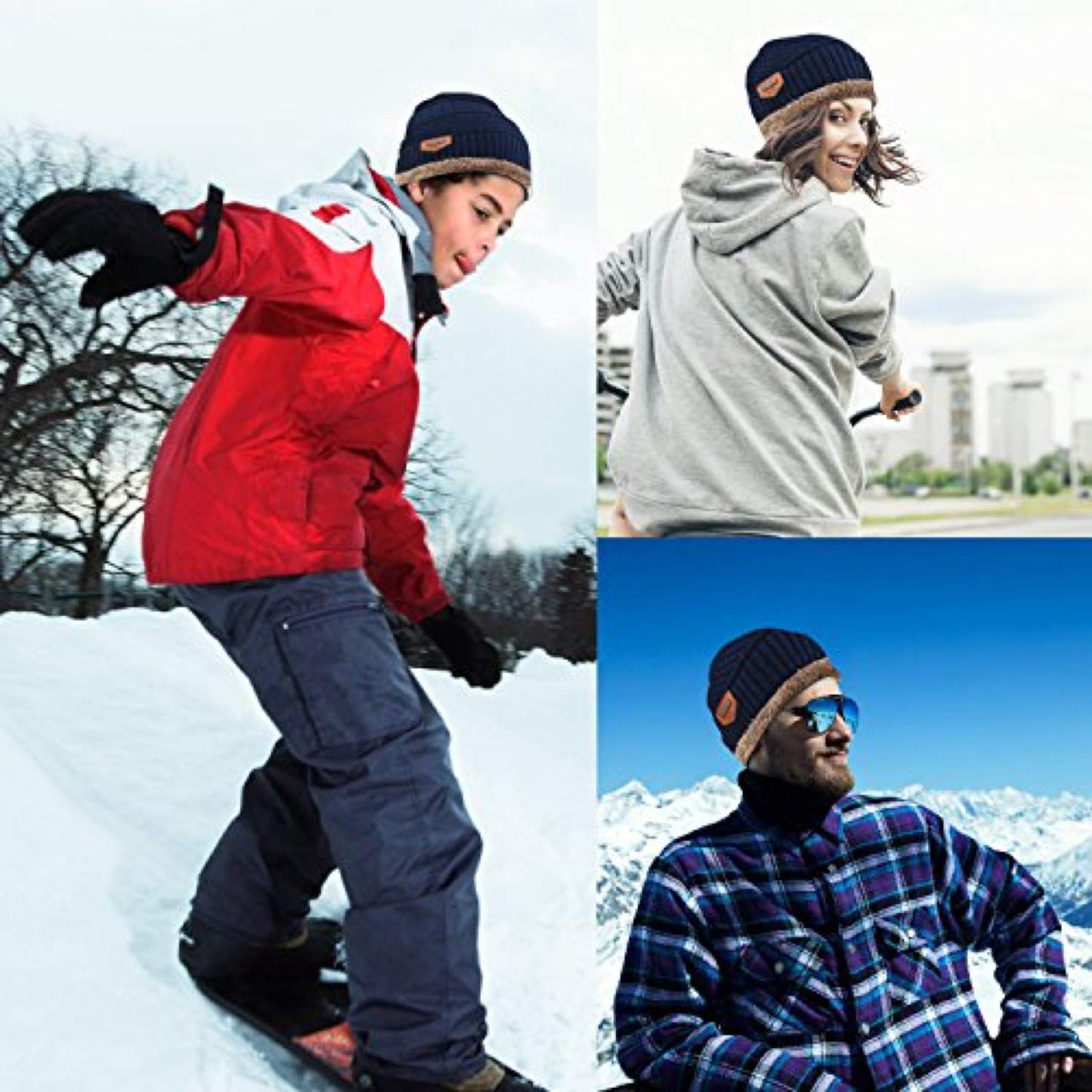 World of Shawls Unisex Men Women Knitted Fleece Beanie Hat and Loop Circle Scarf Snood Set Warm Soft and Comfortable