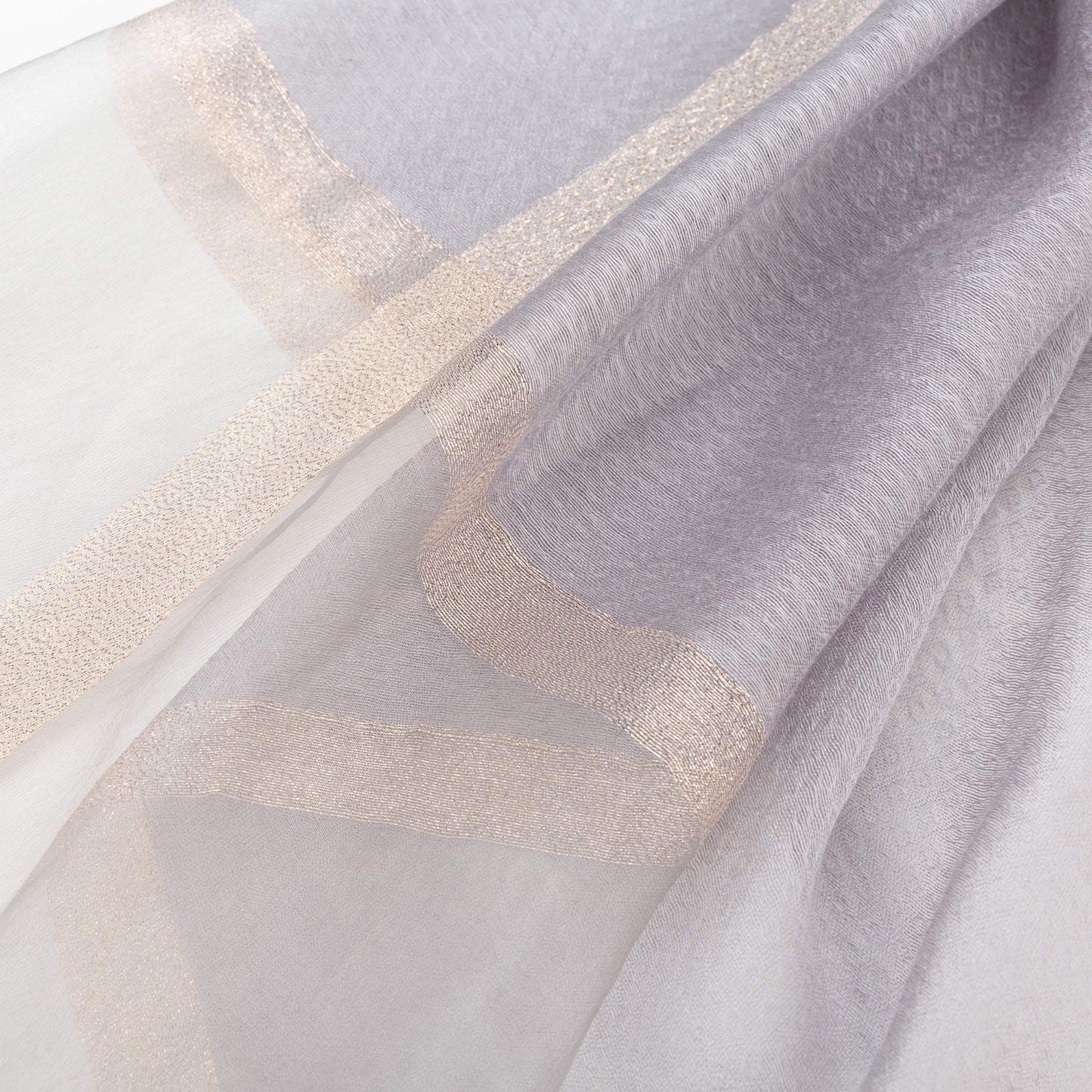 World of Shawls Sheer Double Texture and Two Tone with Gold Shimmer Border Scarf Wrap Stole Occasion Party Prom Wedding Event