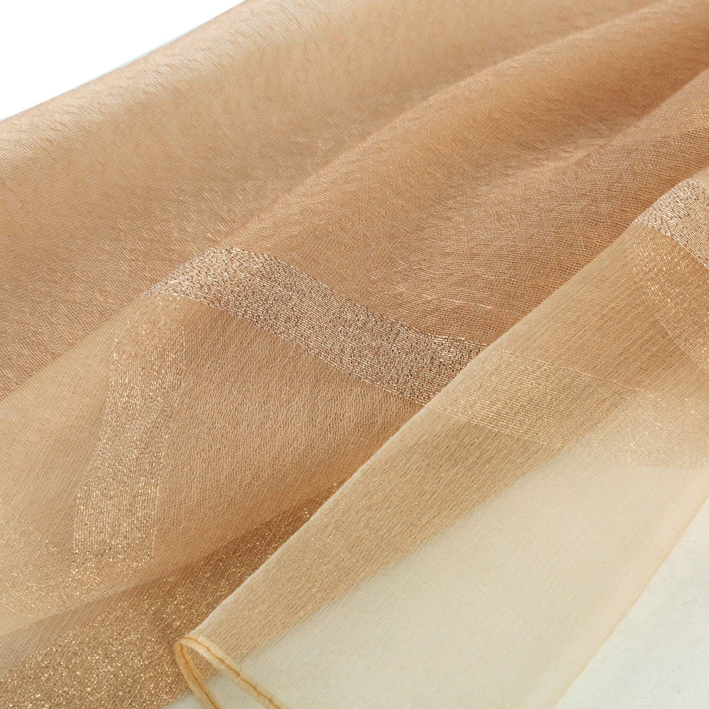 World of Shawls Sheer Double Texture and Two Tone with Gold Shimmer Border Scarf Wrap Stole Occasion Party Prom Wedding Event