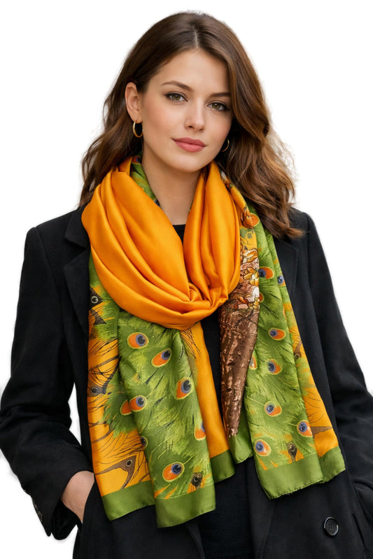 World of Shawls® Soft Silk-Feel Scarf for Women Lightweight Designer Shawl & Wrap Smooth Large 180×90cm Neck Scarf Ideal for Daily Use, Travel, Gifts & Occasions