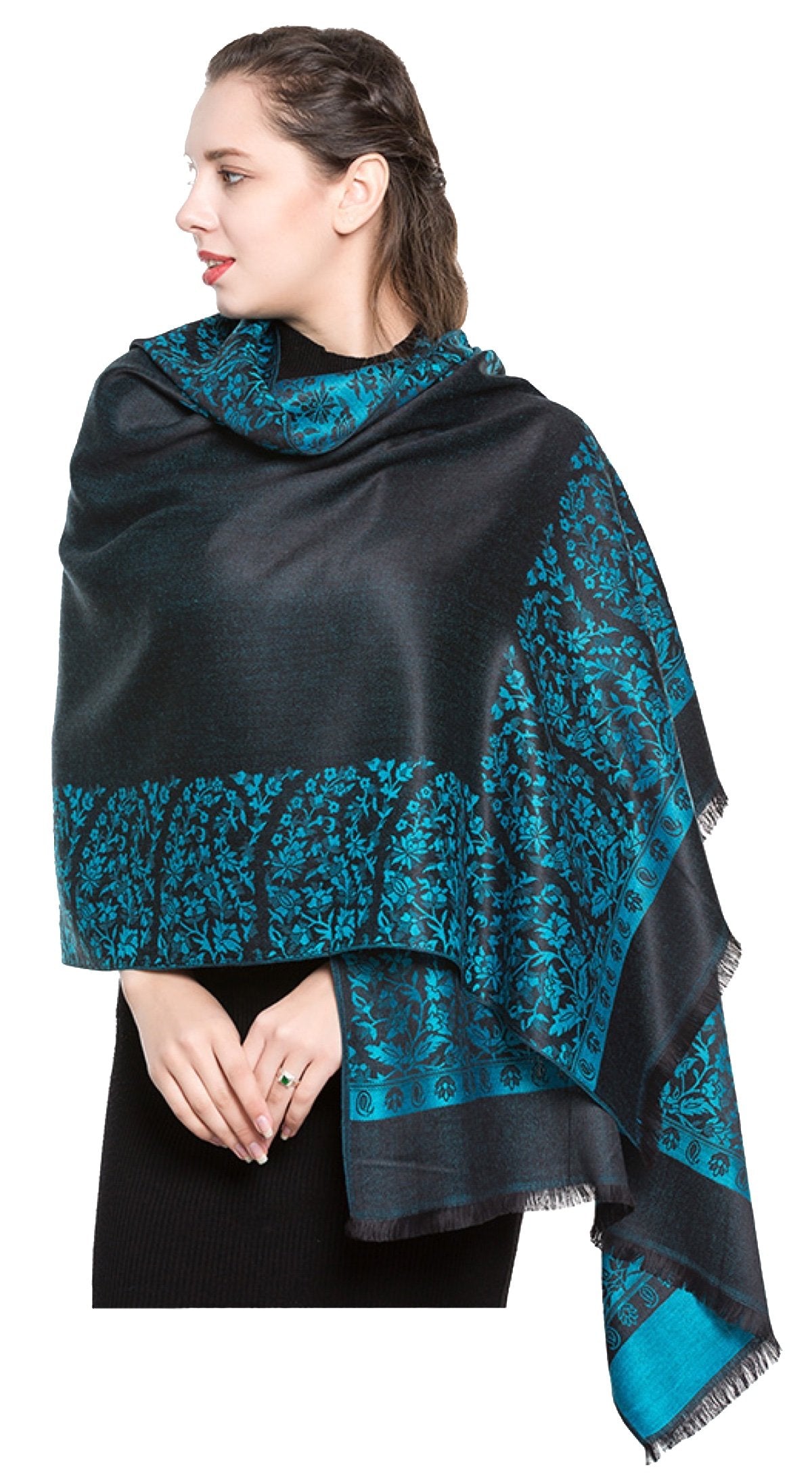 World of Shawls Reversible/Two Sided Print Self Embossed Pashmina Feel Wrap Scarf Stole Scarves Shawl