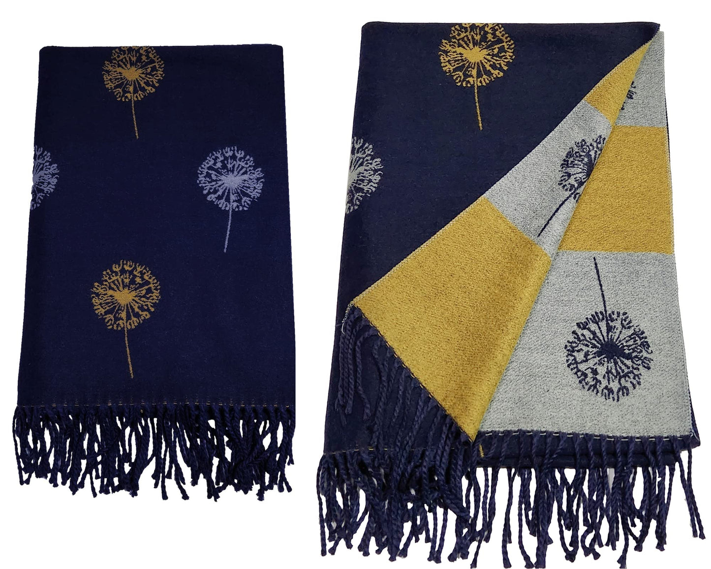 World of Shawls WINTER WARMER Reversible Thick Long DANDELION Print Fashion Scarf Blanket Wrap