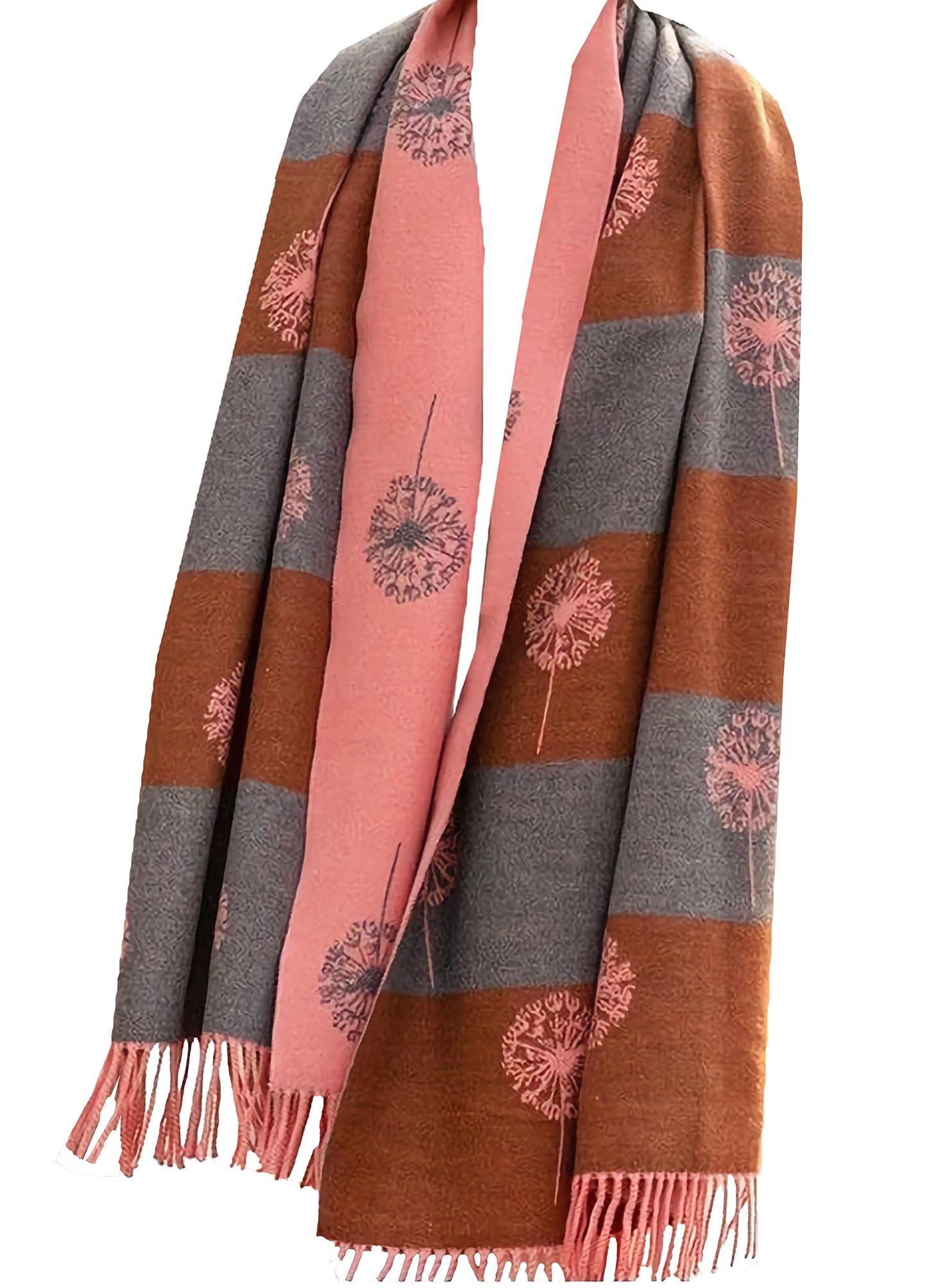 World of Shawls WINTER WARMER Reversible Thick Long DANDELION Print Fashion Scarf Blanket Wrap