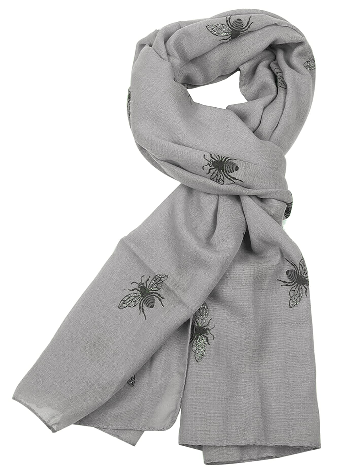 World of Shawls Ladies Girls Women's Glitter Bumble Bees Scarves Wraps Shawl Soft Scarf