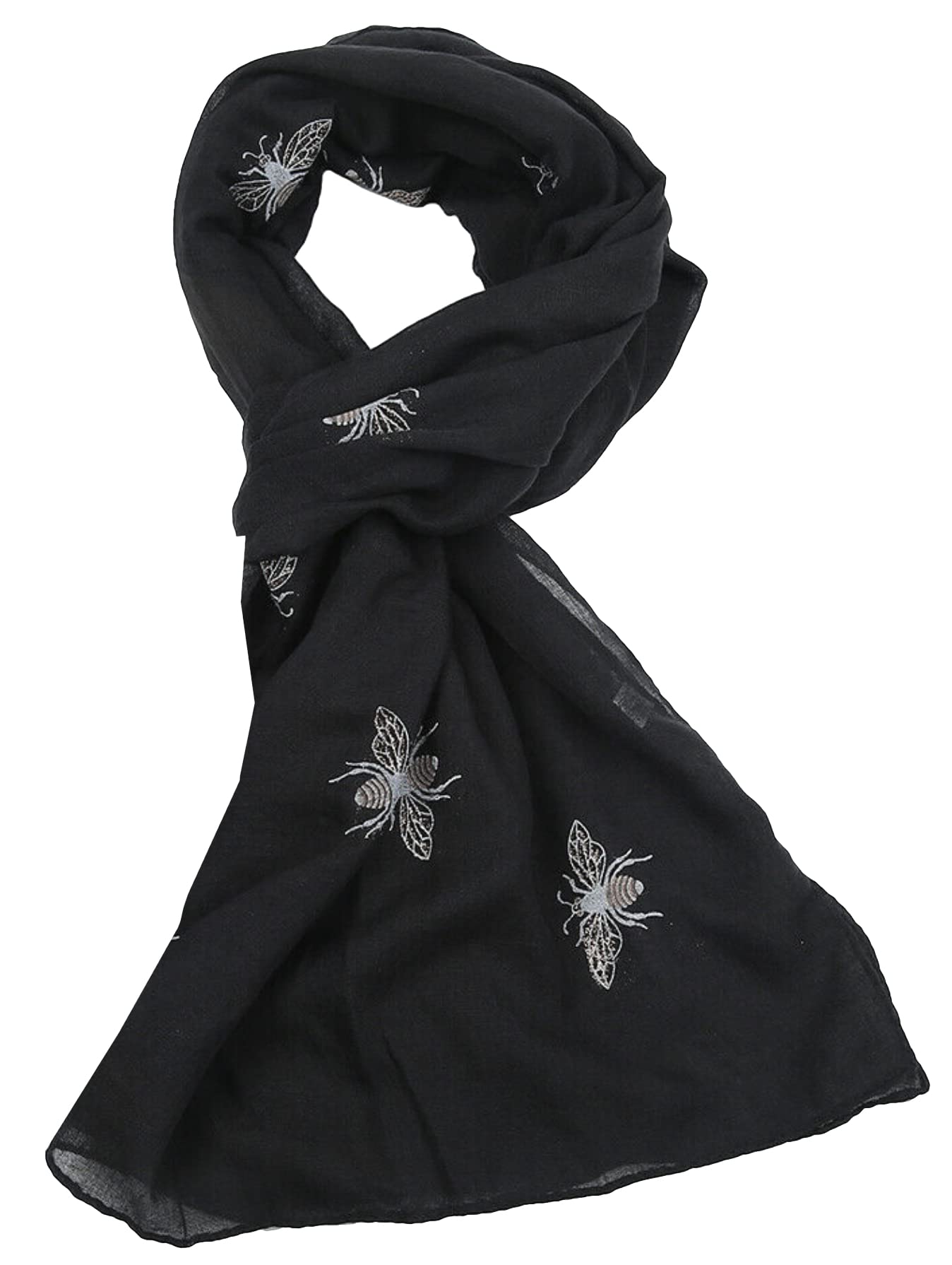 World of Shawls Ladies Girls Women's Glitter Bumble Bees Scarves Wraps Shawl Soft Scarf