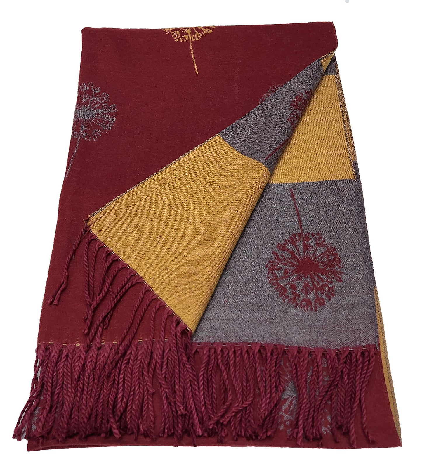 World of Shawls WINTER WARMER Reversible Thick Long DANDELION Print Fashion Scarf Blanket Wrap