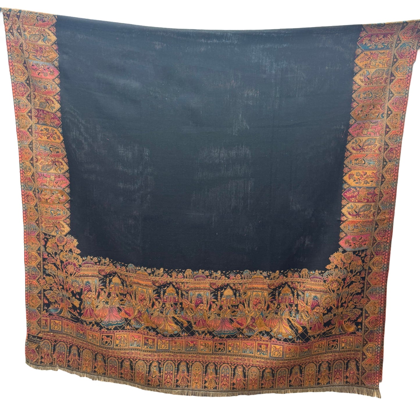 World of Shawls Luxury Kashmiri-Style Jacquard Shawl for Women – Soft Pashmina Feel | Intricate Mughal Art Design | Large 110 x 210 cm | Winter Wrap, Scarf & Party Wear