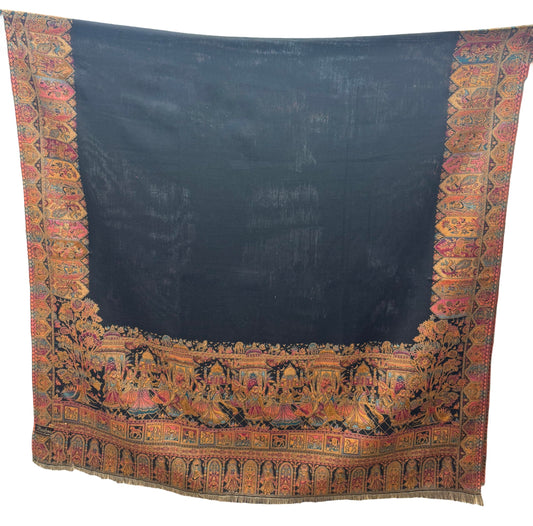 World of Shawls Luxury Kashmiri-Style Jacquard Shawl for Women – Soft Pashmina Feel | Intricate Mughal Art Design | Large 110 x 210 cm | Winter Wrap, Scarf & Party Wear
